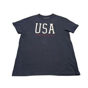 Aeropostale Mens USA Graphic Tee Navy Blue Short Sleeve T-Shirt Size Large